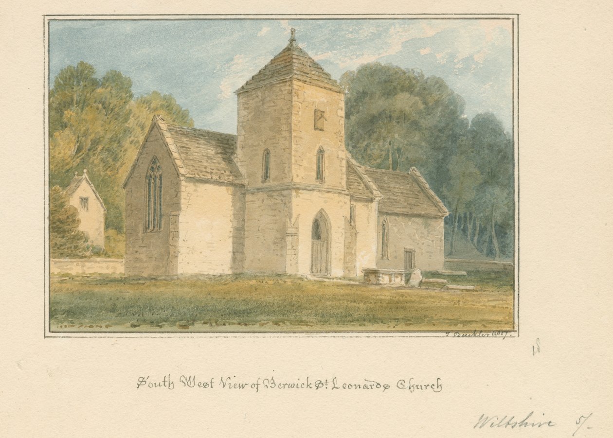 Wiltshire - Église de Berwick Saint Leonard, 1817 - John Buckler