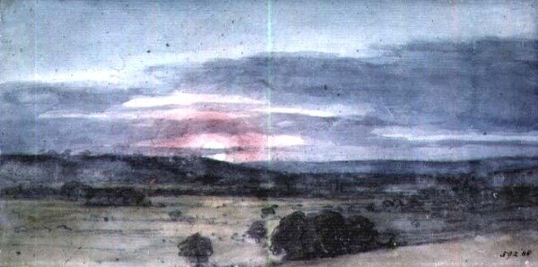 Vallée de Dedham depuis East Bergholt : Coucher de soleil - John Constable