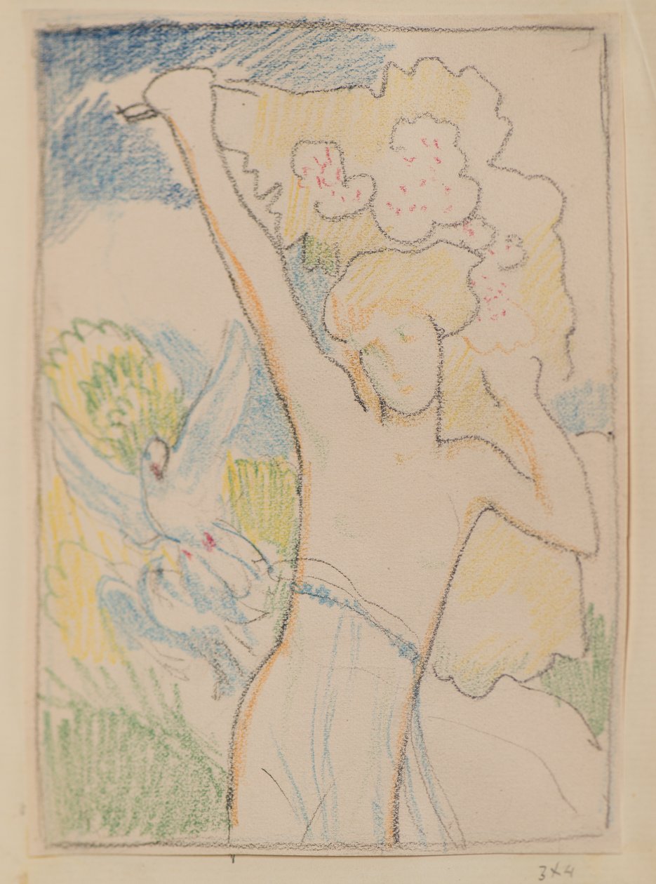 Sans titre [Figure féminine et colombes] - John Duncan