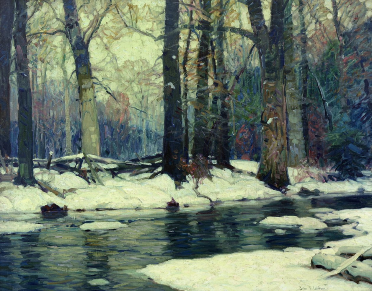 Sylvan Stream (huile sur toile) - John Fabian Carlson