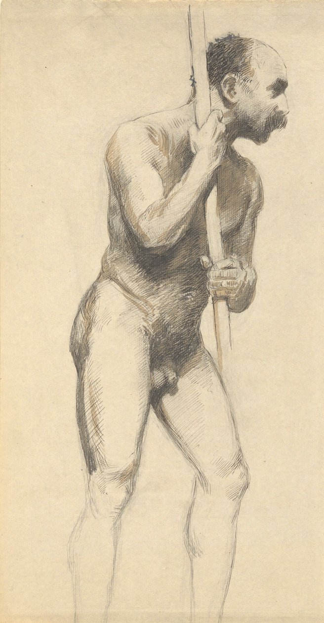Nu masculin avec un bâton - John Ferguson Weir