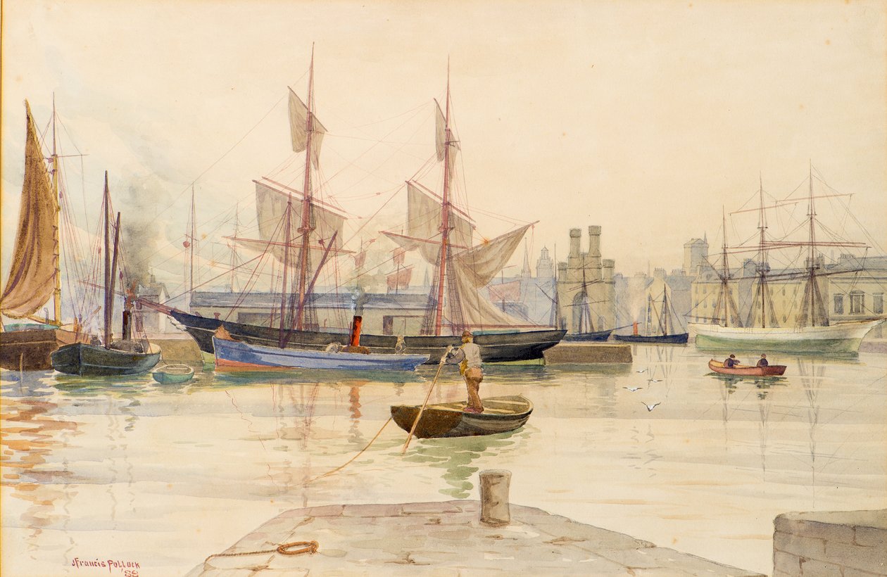 Docks de Dundee avec des navires baleiniers - John Francis Pollock