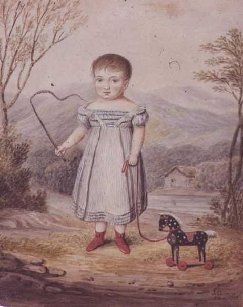 Fille avec un cheval jouet - John Gadsby Chapman