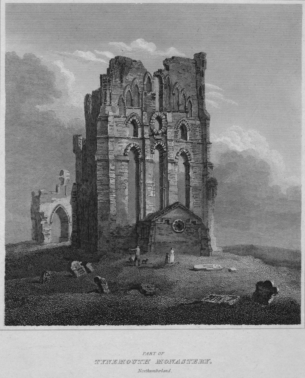 Partie du monastère de Tynemouth. Northumberland, 1814 - John Greig