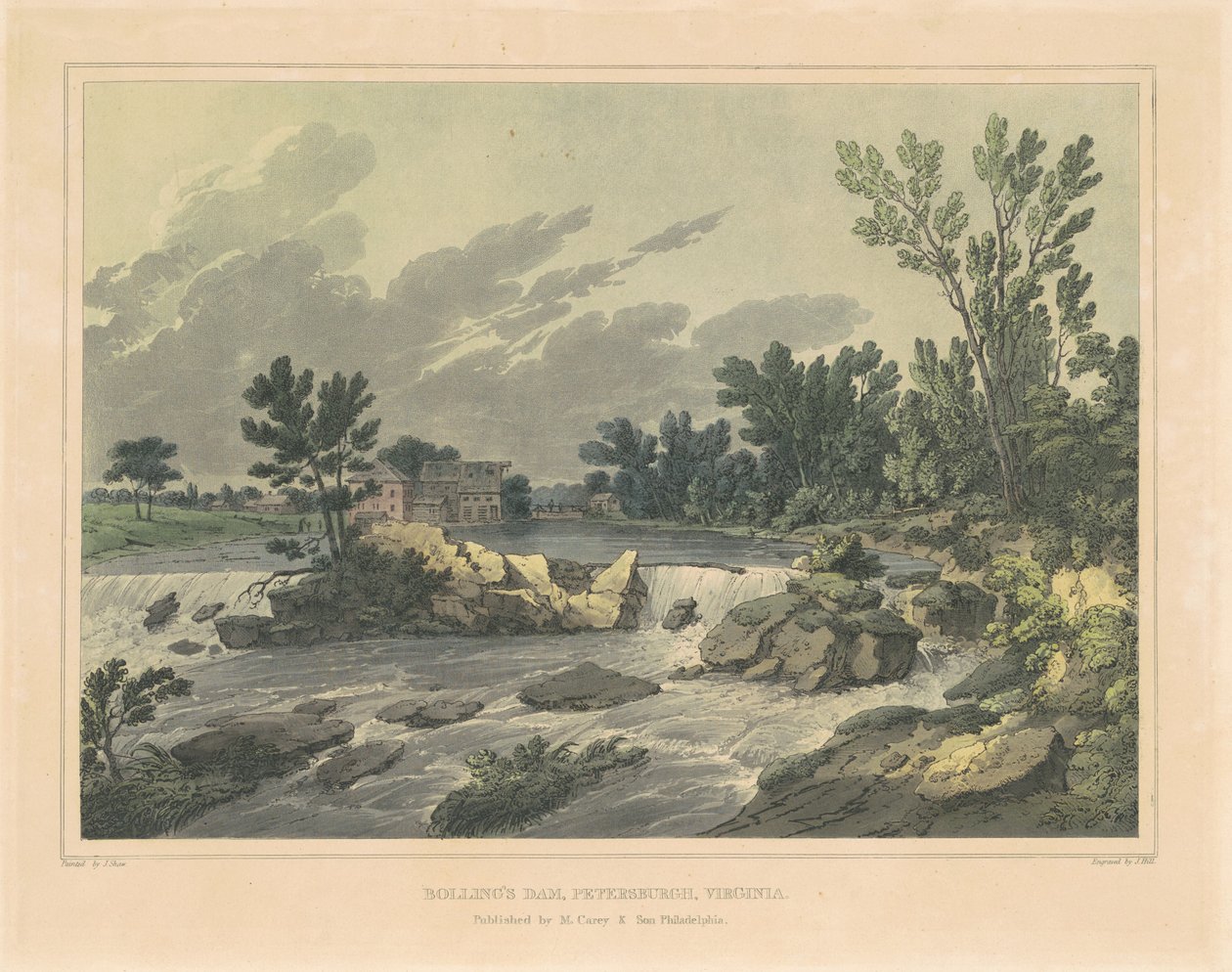 Barrage de Bolling, Petersburgh, Virginie - John Hill, after Joshua Shaw