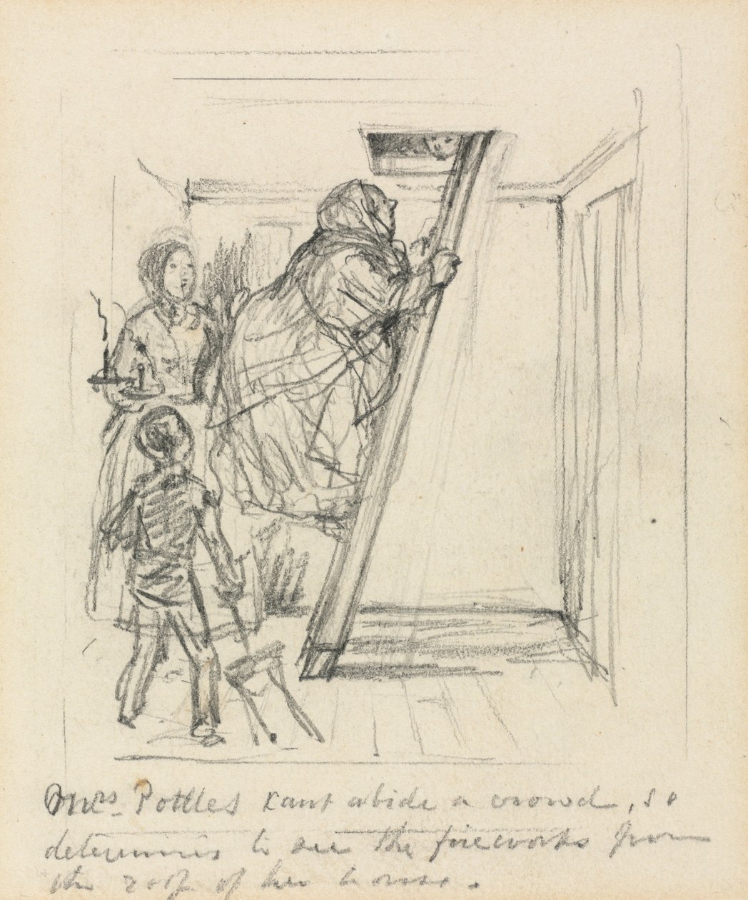 Mme Pottles ne supporte pas la foule - John Leech