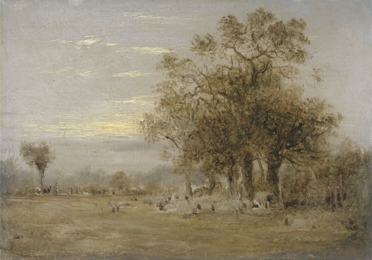 Moutons broutant - John Linnell
