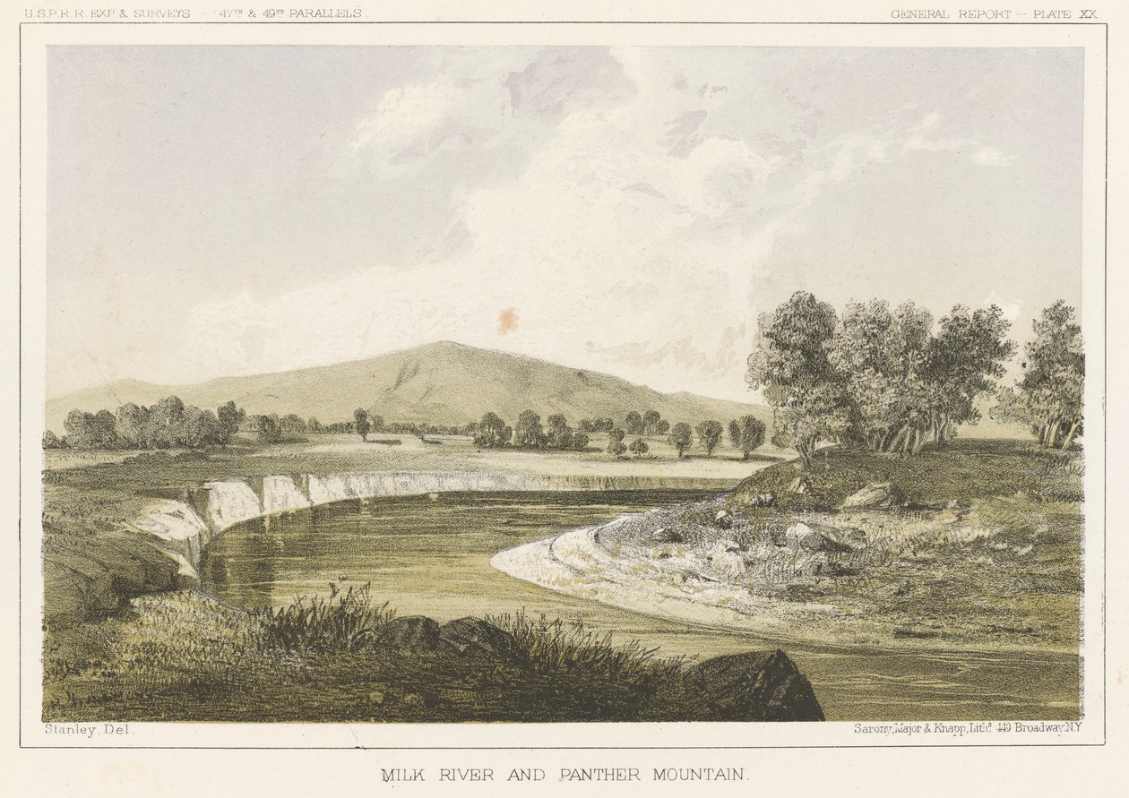 Rivière de Lait et Montagne Panthère - John Mix Stanley