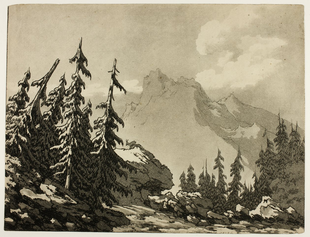 Pins dans les montagnes - John Robert Cozens