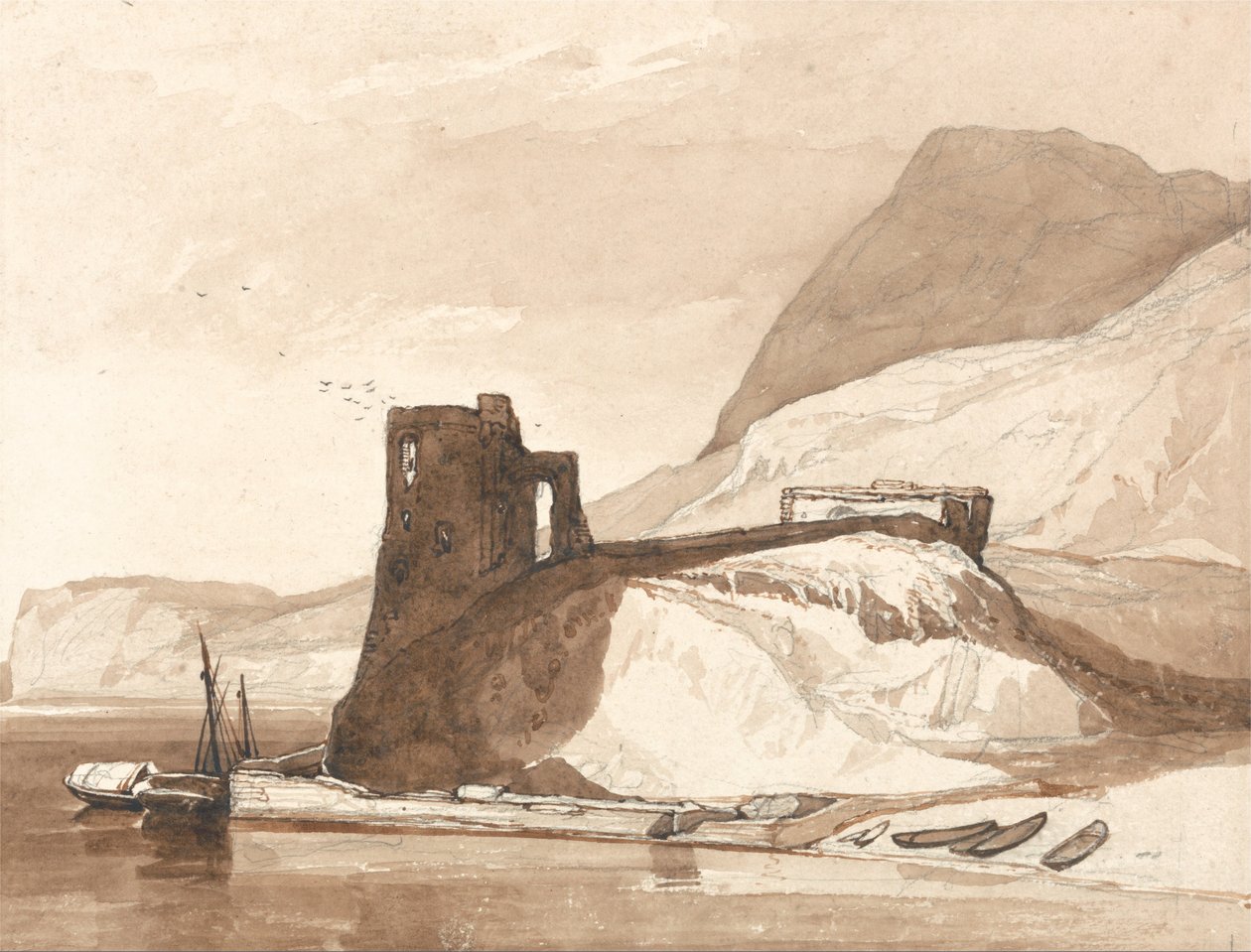 Scène côtière avec un château - John Sell Cotman