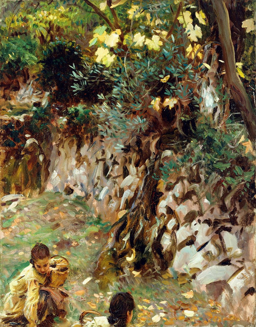 Filles cueillant des fleurs, Valdemosa, Majorque - John Singer Sargent