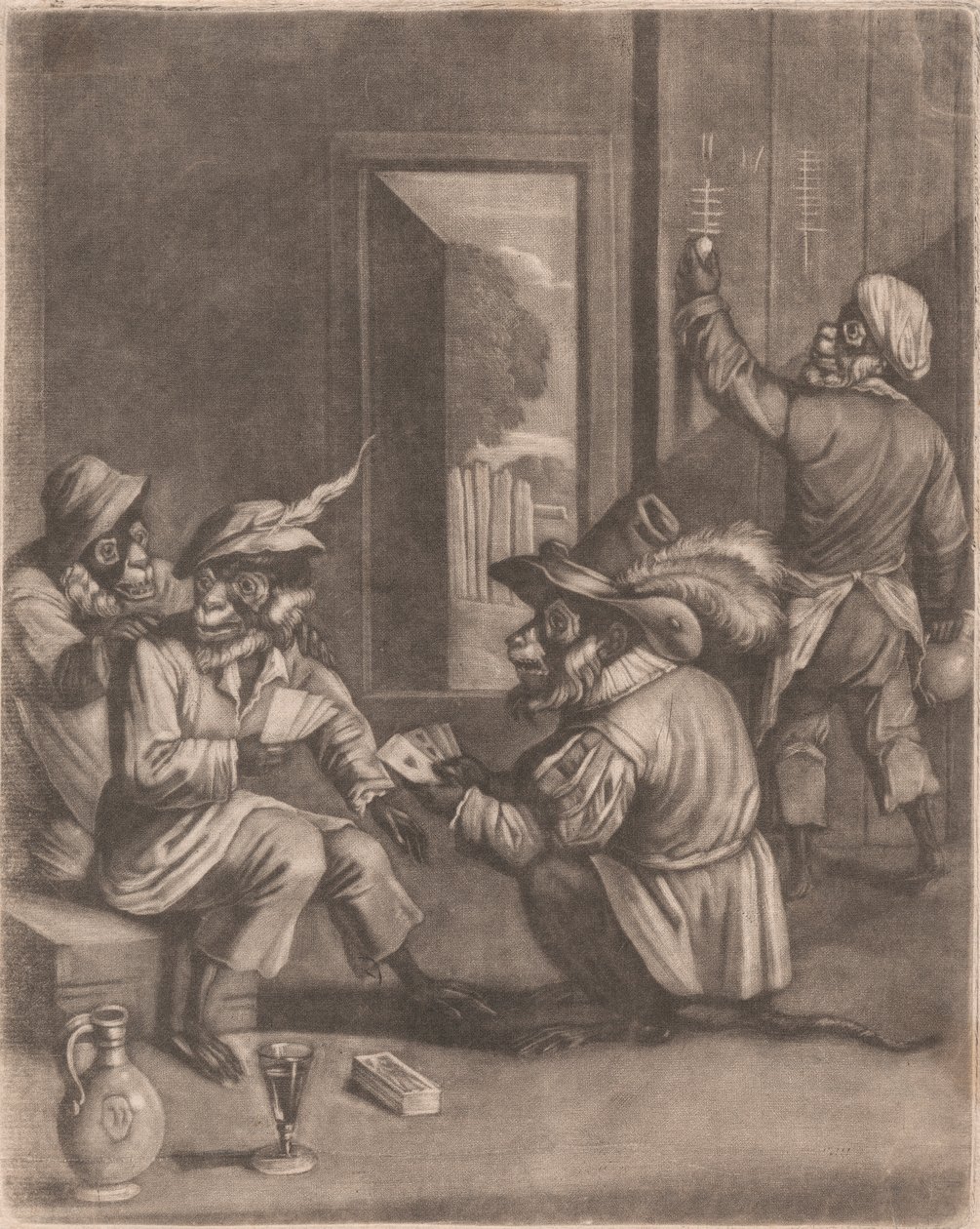 Singes jouant aux cartes - John Smith