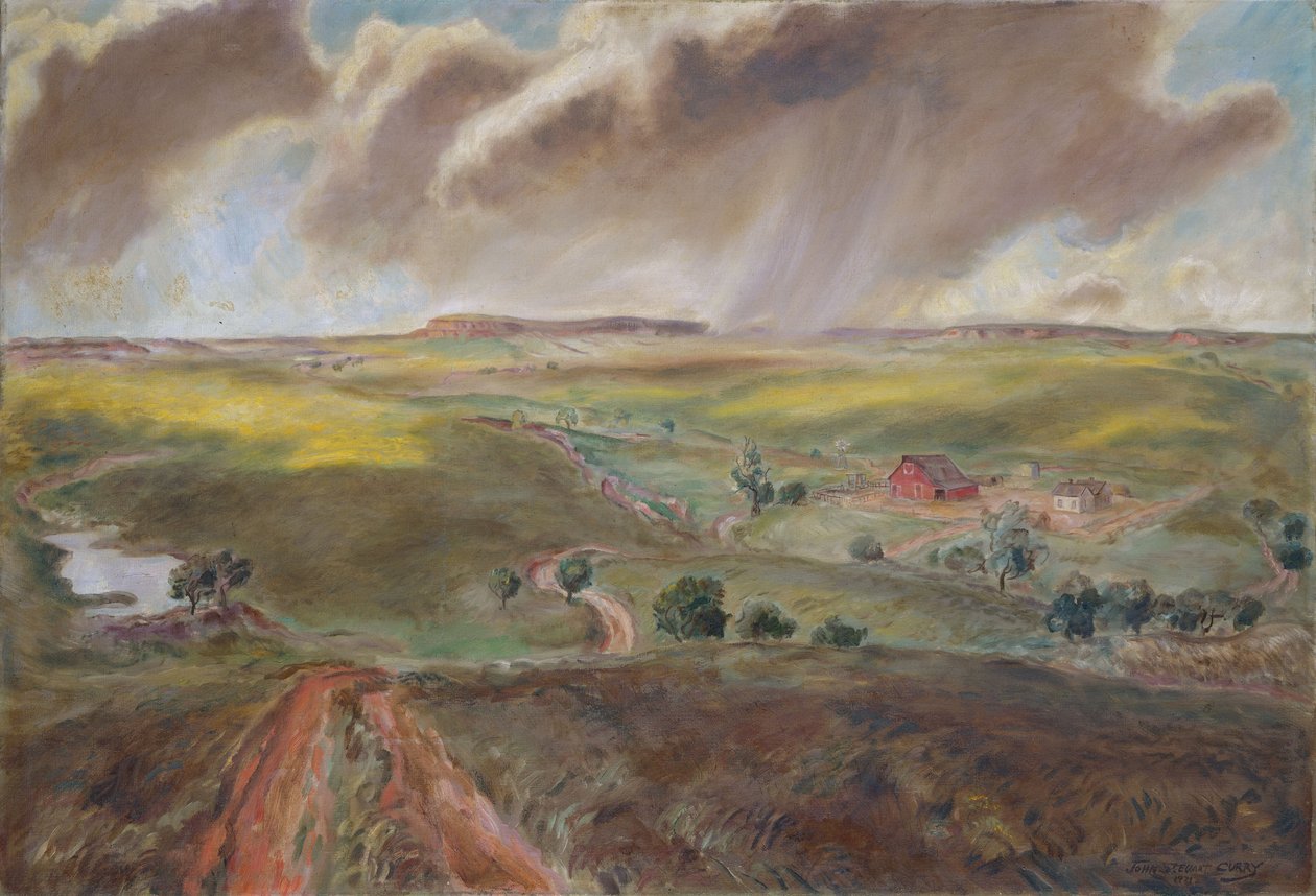 Averse printanière (paysage du Kansas occidental) - John Steuart Curry