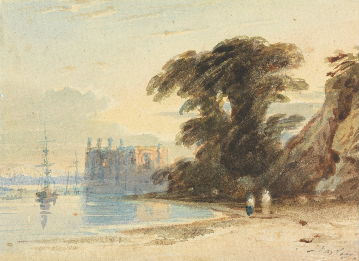 Paysage fluvial avec personnages - John Varley