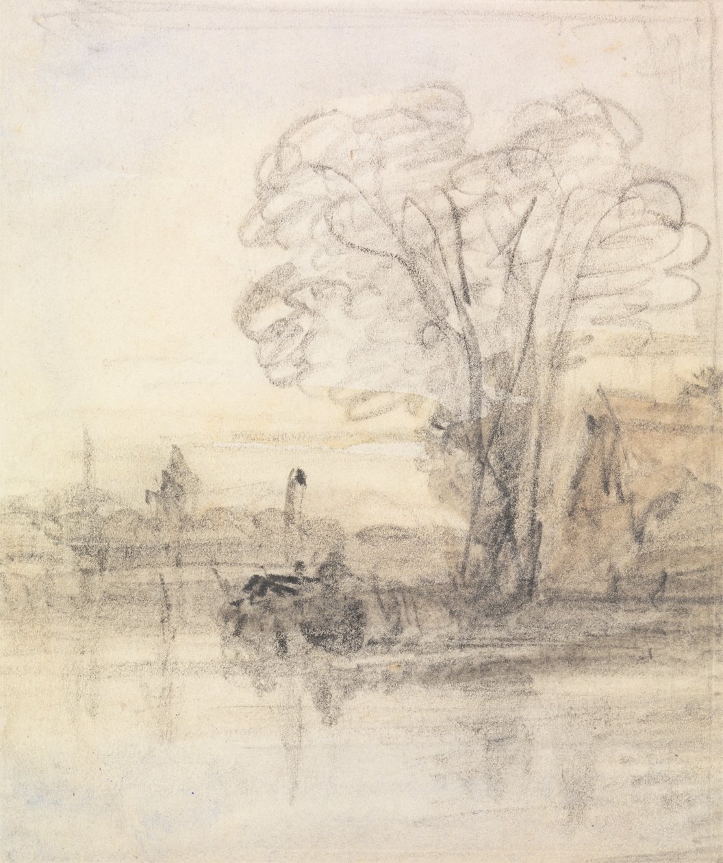 Arbres surplombant une rivière - John Varley