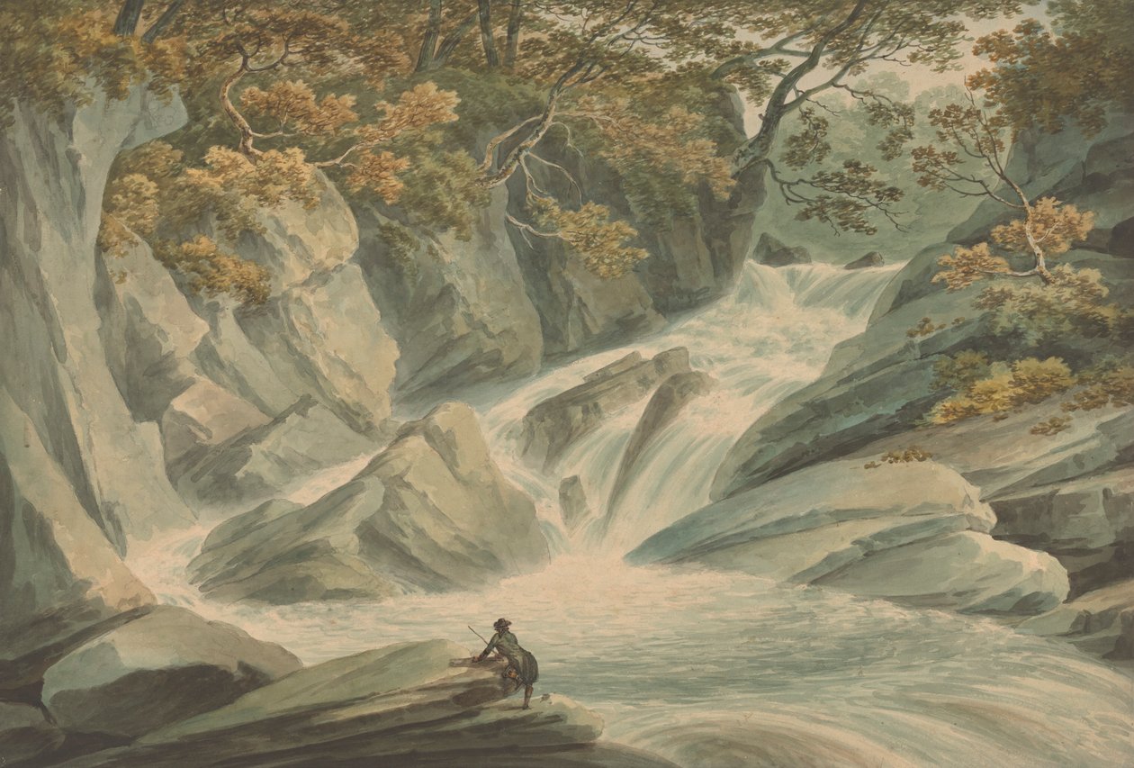 Hafod : Partie supérieure de la cascade - John Warwick Smith
