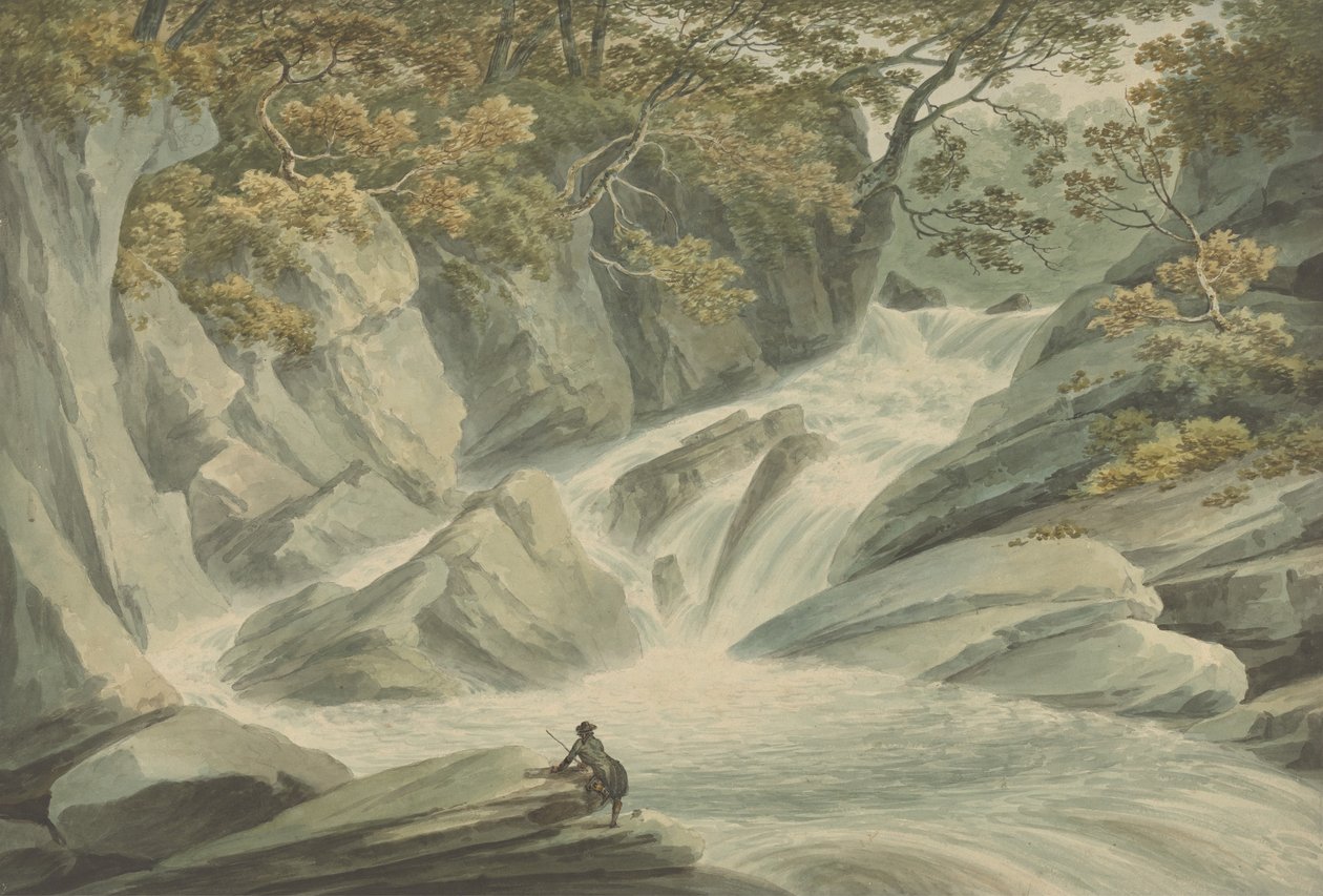 Hafod : Partie supérieure de la cascade - John Warwick Smith