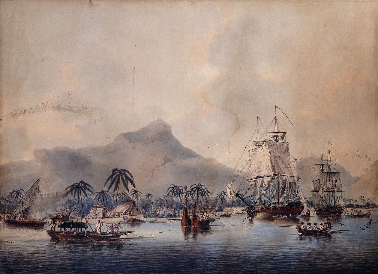Vue de Huaheine, 1787 - John the Younger Cleveley