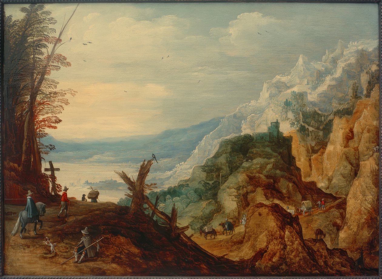 Paysage de montagne avec voyageurs - Joos de Momper