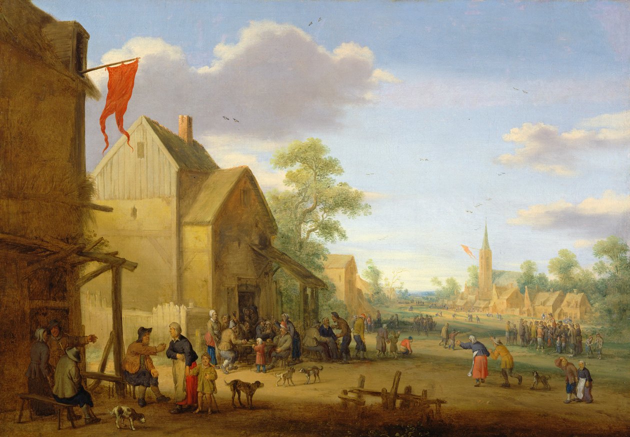 Réunion de village avec des figures rassemblées dans la rue, 1624 - Joost Cornelisz. Droochsloot