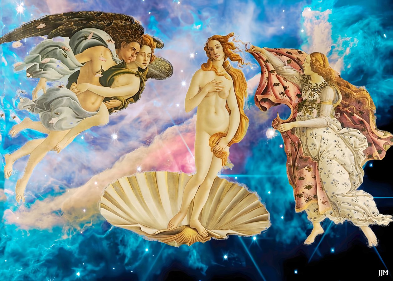 JJM-recreate: Botticelli-S_Die Geburt der Venus+JWST - Josef Johann Michel