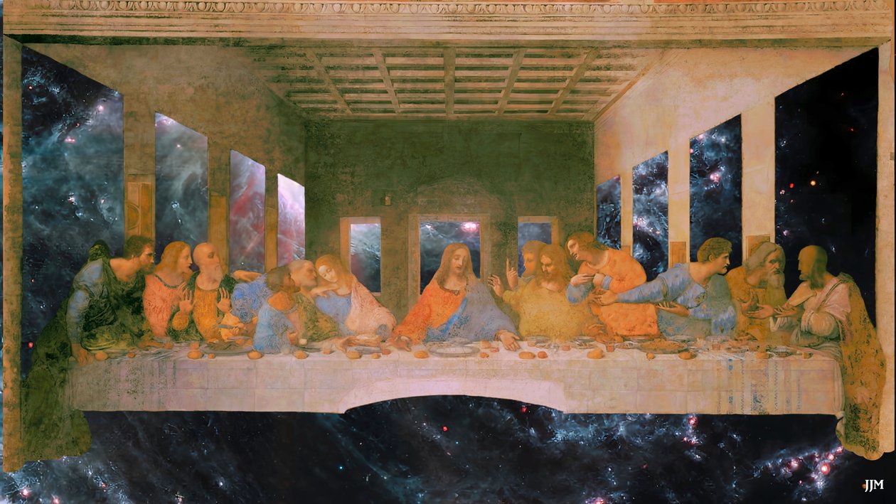 JJM-recreate: Leonardo da Vinci_Das letzte Abendmahl+JWST - Josef Johann Michel