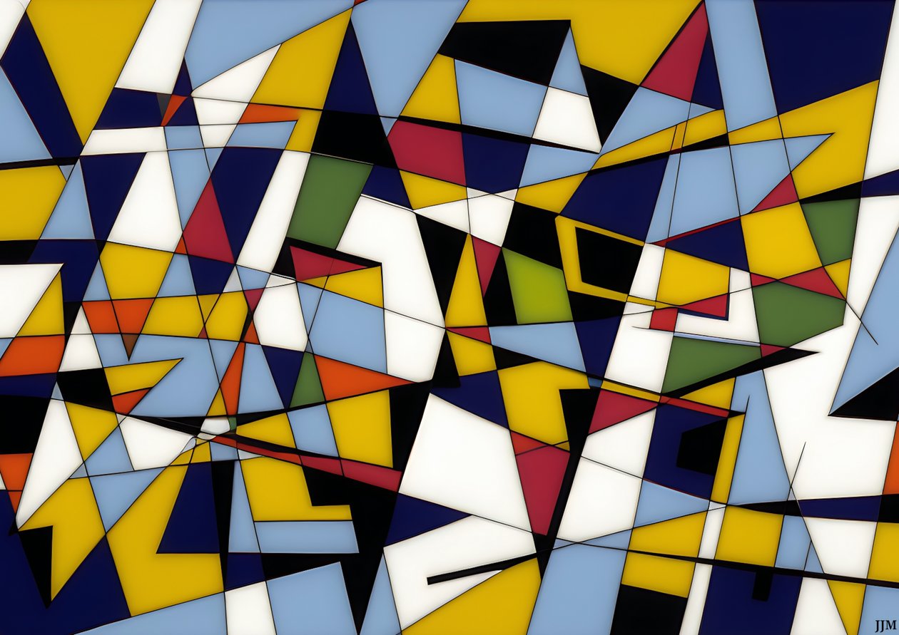 abstrait : sur blanc-triangles 2 - Josef Johann Michel