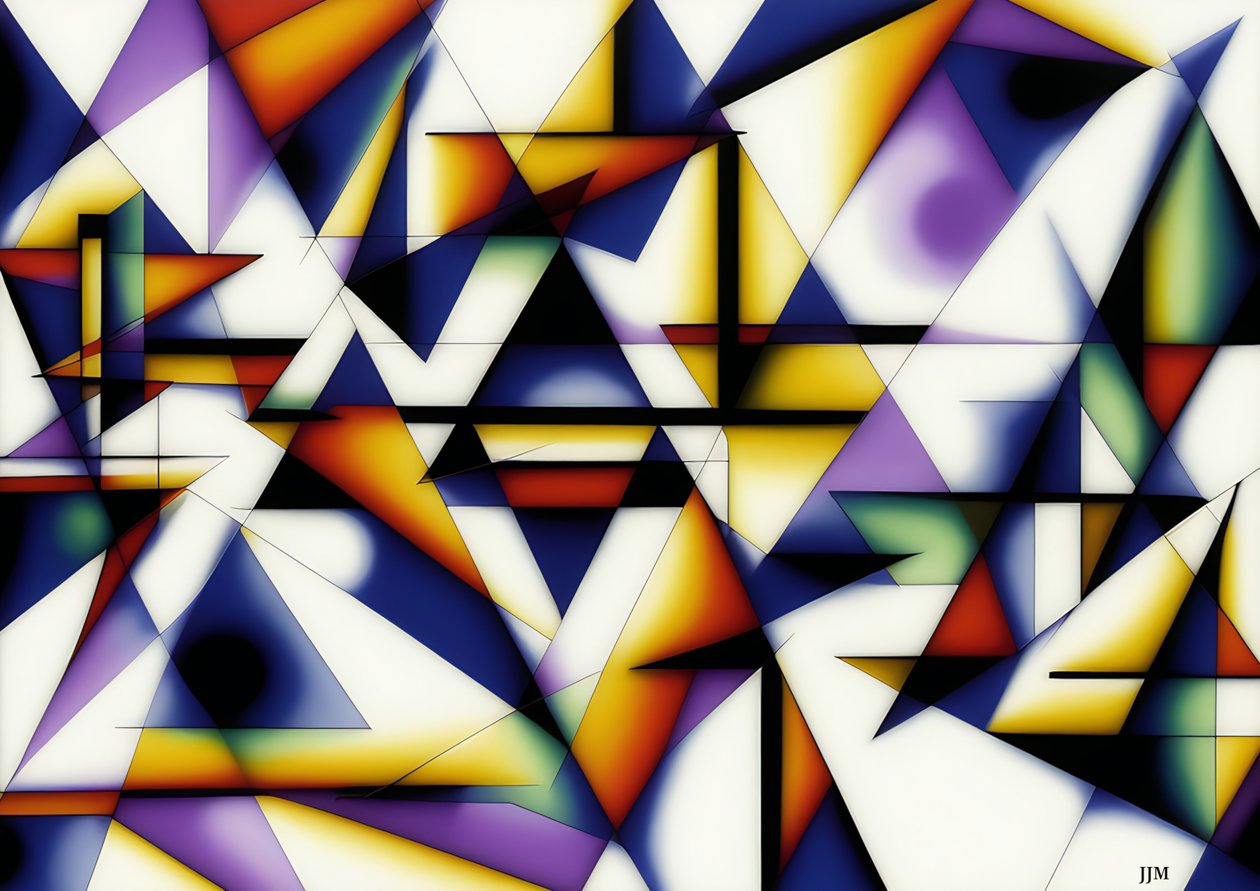 abstrait : sur blanc-triangles 4 - Josef Johann Michel