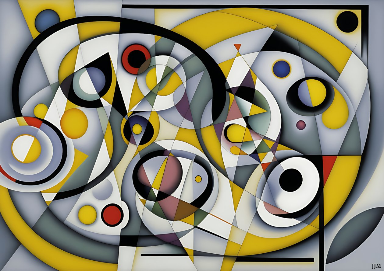 abstrait : argent-jaune_cercles 3 - Josef Johann Michel