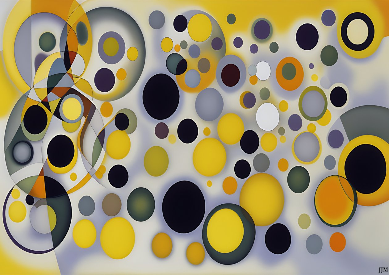 abstrait : argent-jaune_cercles 4 - Josef Johann Michel