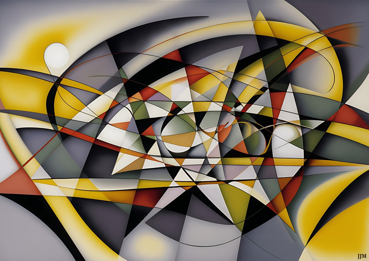 abstrait : argent-jaune_courbe 5 - Josef Johann Michel