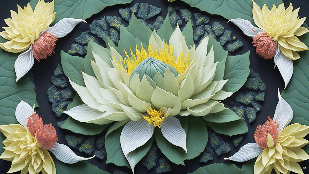 mandala: éléments de nénuphars_04 - Josef Johann Michel