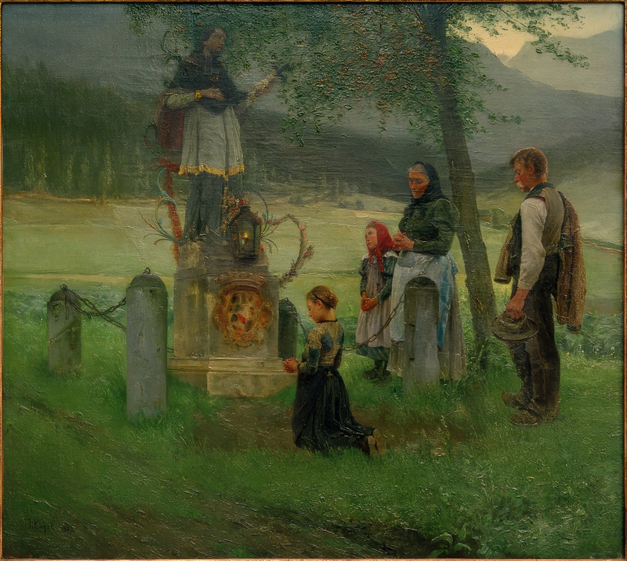 Dévotion devant la statue de Nepomuk à Gaming - Josef Kinzel