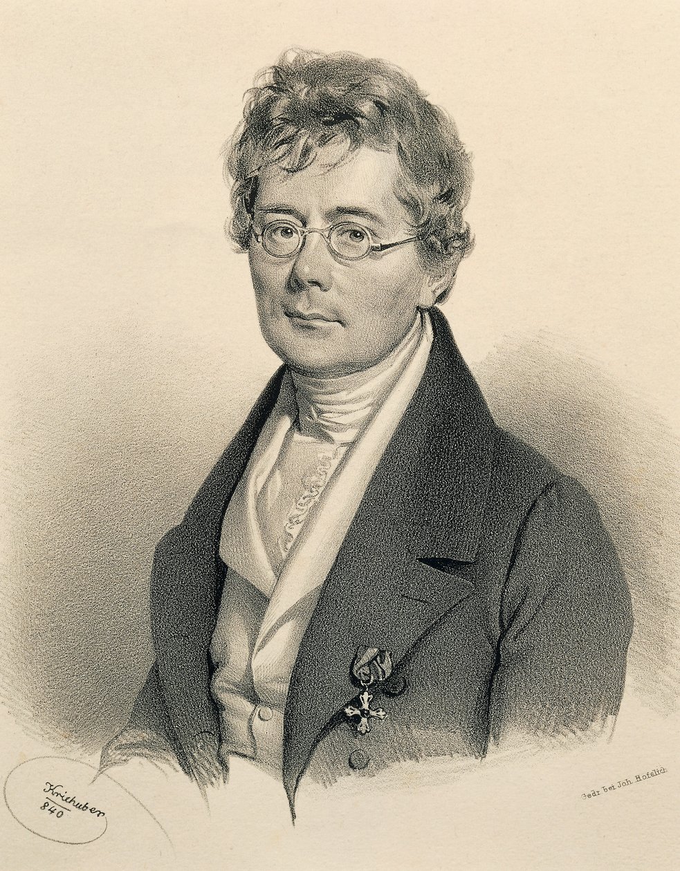 Portrait de Simon Sechter (Frymburk) - Josef Nikolaus Kriehuber