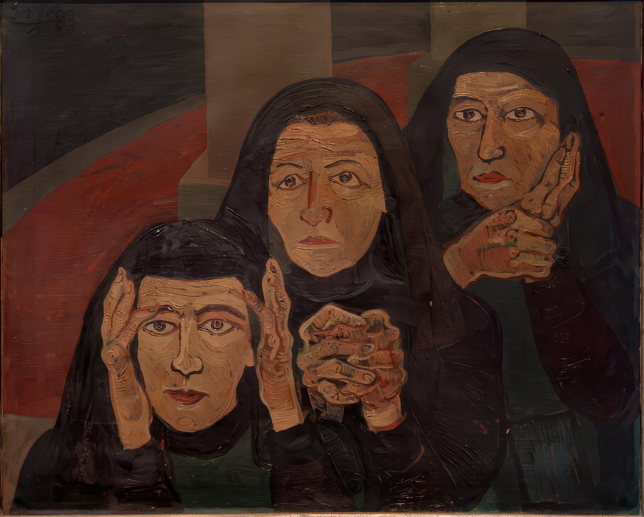 Trois femmes en deuil (femmes en deuil) - Josef Scharl