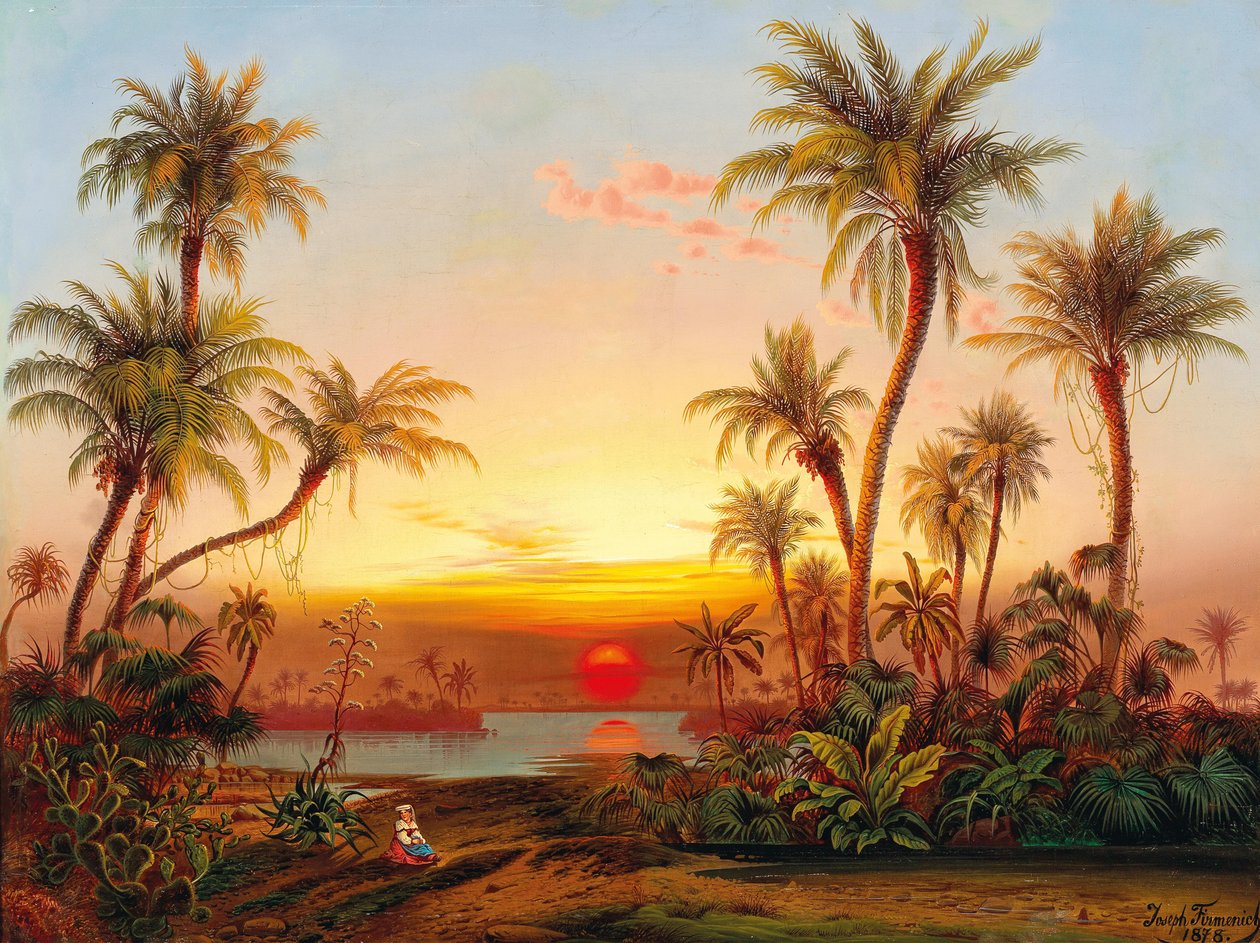 Paysage du sud avec des palmiers dans la lumière du soir - Joseph Firmenich