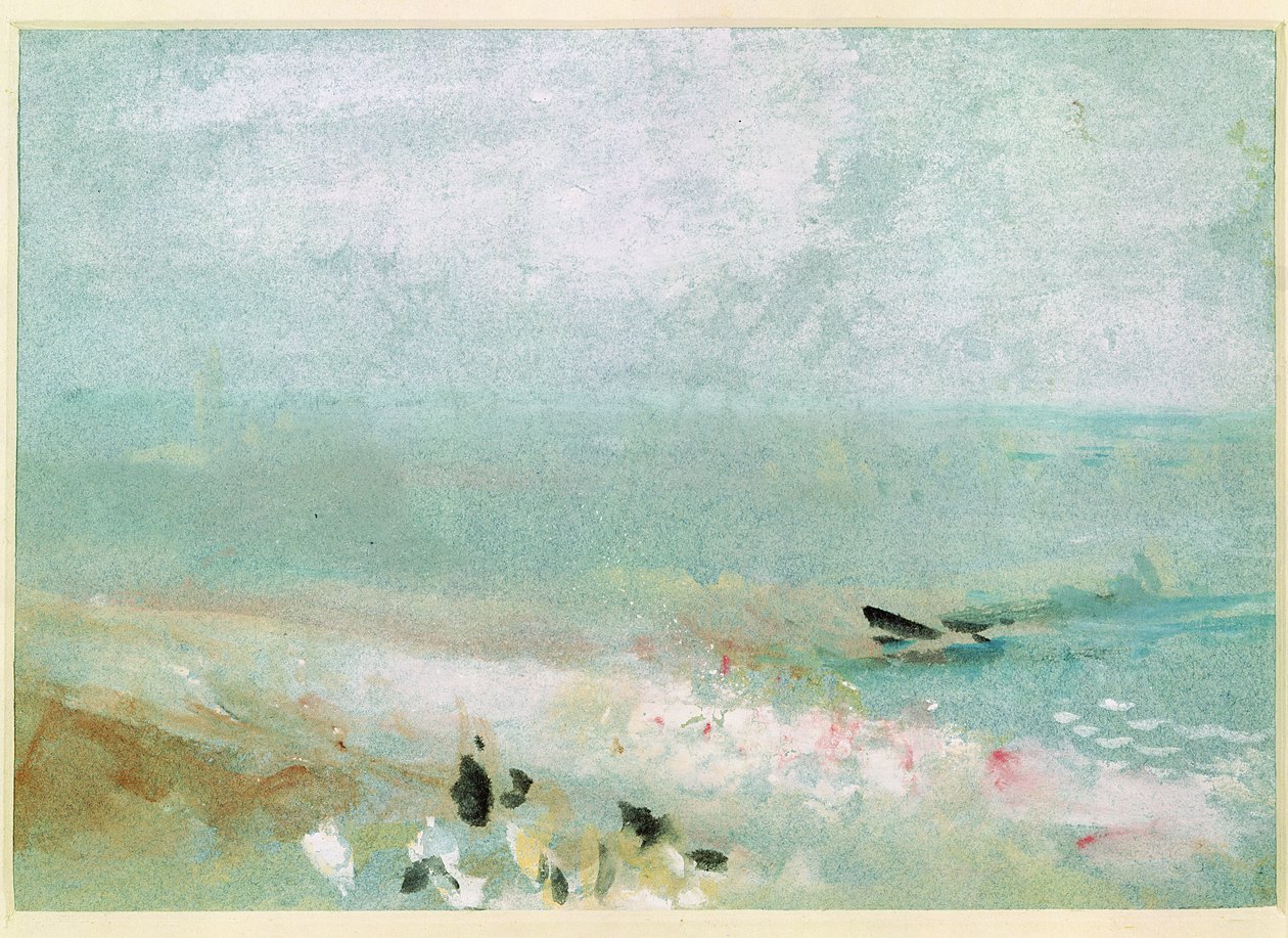 Plage avec personnages et jetée, c.1830 - Joseph Mallord William Turner