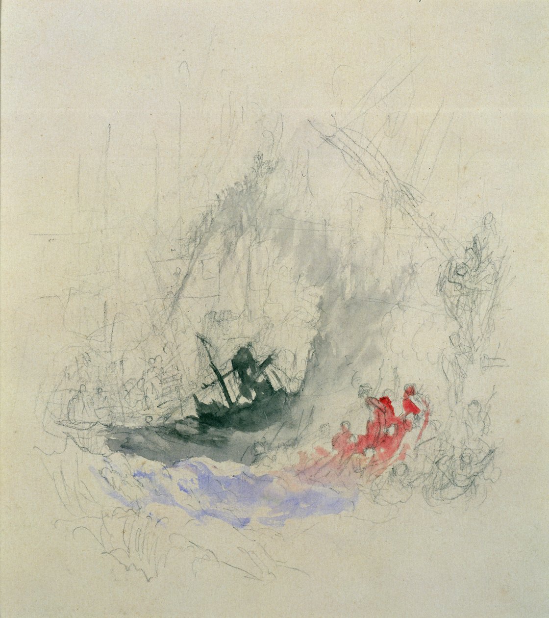 Incendie en mer, un dessin pour une vignette, 1835 - Joseph Mallord William Turner