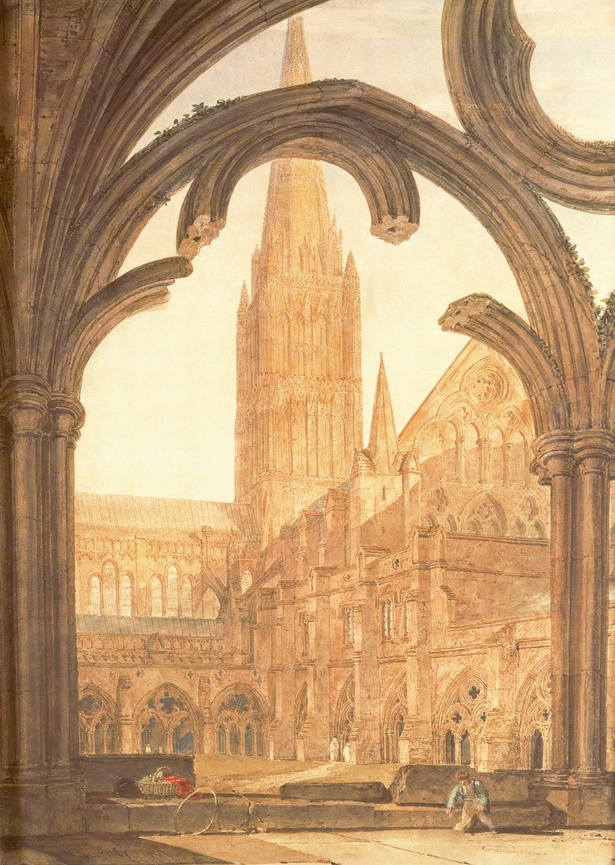 Vue sud de la cathédrale de Salisbury depuis les cloîtres - Joseph Mallord William Turner