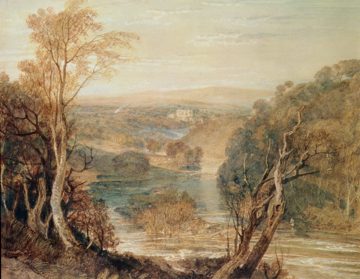 La Rivière Wharfe avec une vue lointaine de Barden Tower - Joseph Mallord William Turner