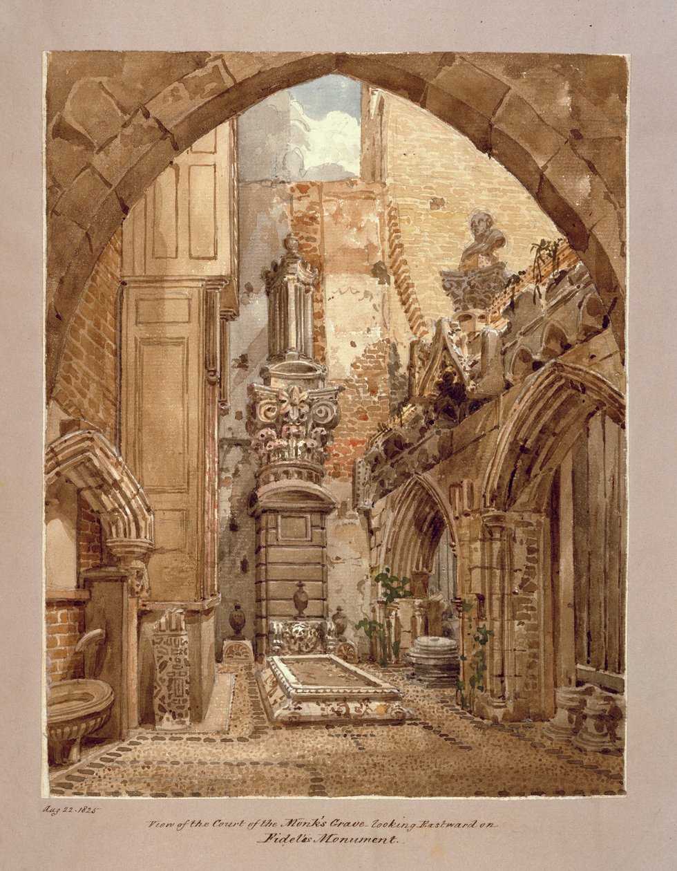 Vue de la Cour de la Tombe du Moine, 22 août 1825 - Joseph Michael Gandy