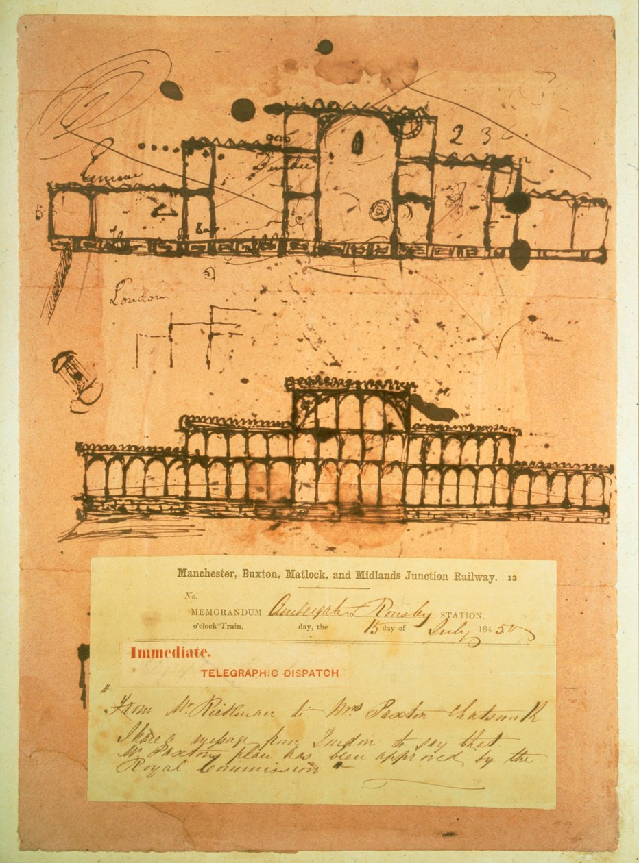Esquisse pour le Crystal Palace, construit pour la Grande Exposition de 1851, 1850 - Joseph Paxton