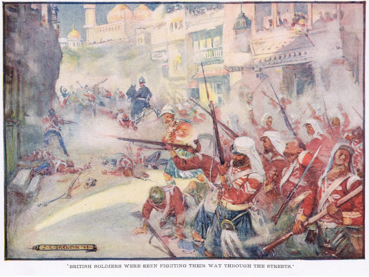 Les soldats britanniques se frayaient un chemin dans les rues - Joseph Ratcliffe Skelton
