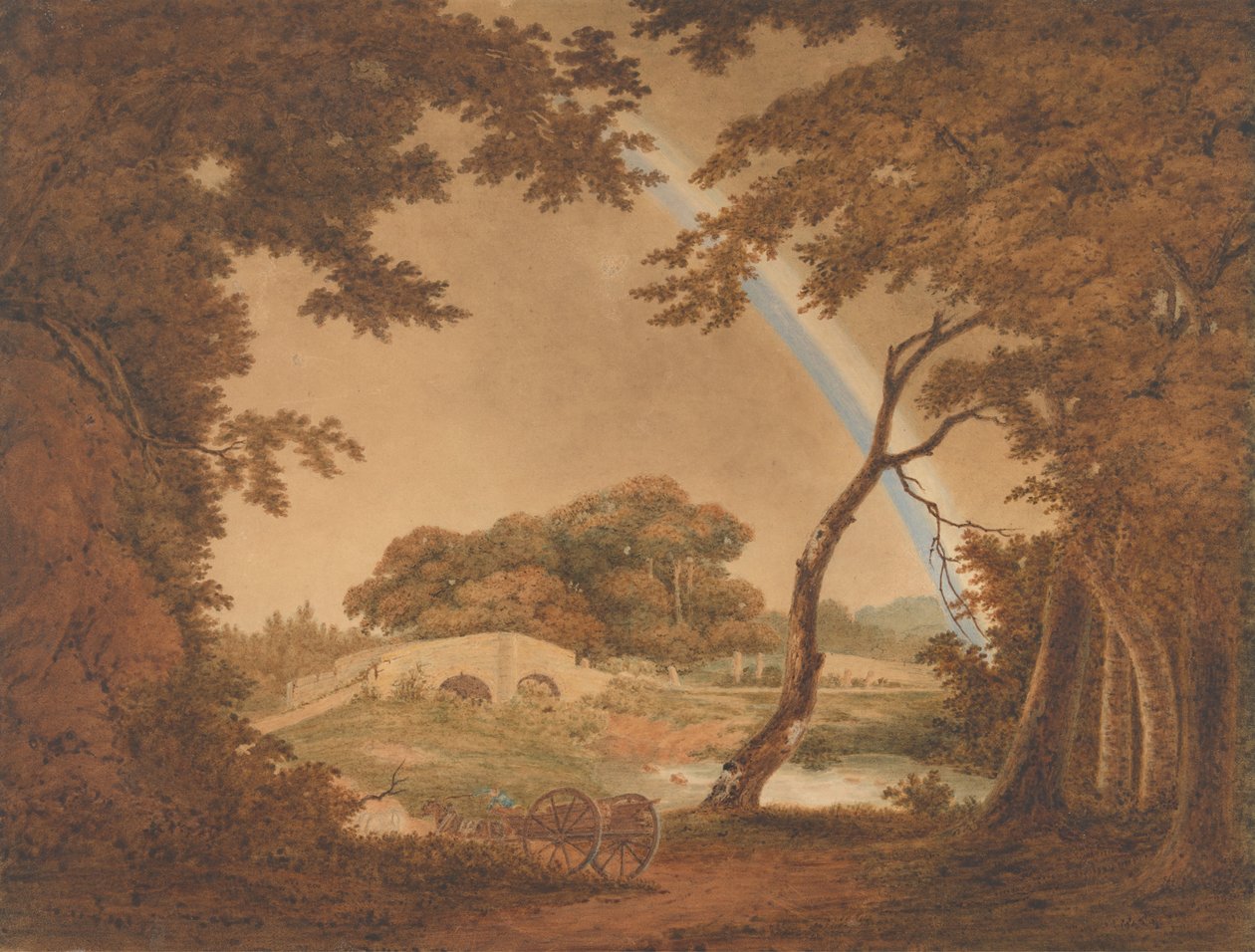 Paysage avec arc-en-ciel, vue près de Chesterfield - Joseph Wright of Derby