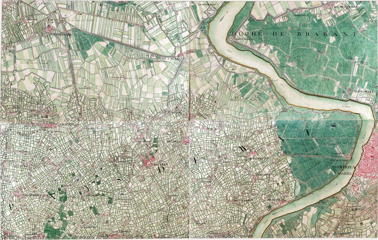 Carte de Anvers, Belgique - Joseph de Ferraris