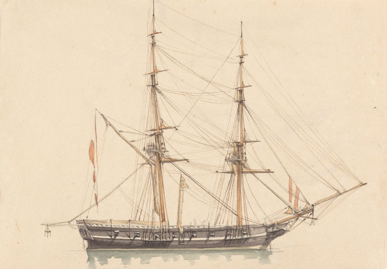 Brigantine simple, voiles affalées - Joseph Cartwright