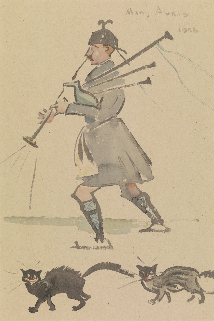 Highlander jouant de la cornemuse - Joseph Crawhall