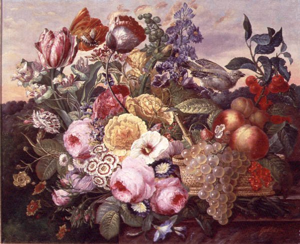Nature morte avec fleurs et raisins, 1880 - Joseph Goblet