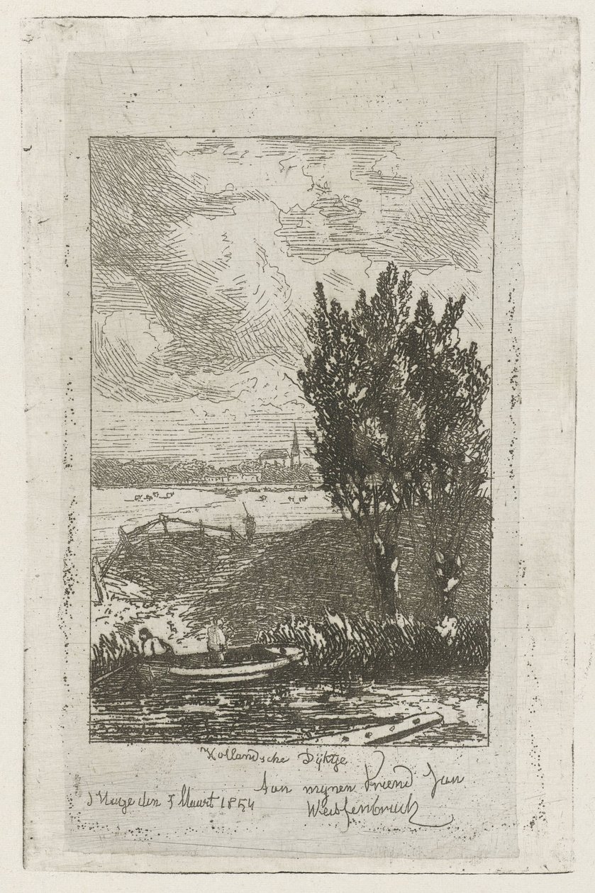 Paysage de prairie avec fossé Hollandsche Dijktje (titre sur l