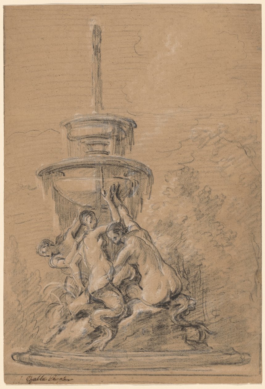 Une fontaine avec trois néréides - Joseph Ignace François Parrocel